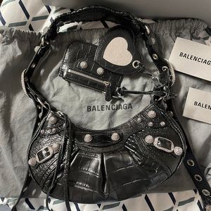 Balenciaga Le Cagole Xs Croc Embossed with Rhinestones